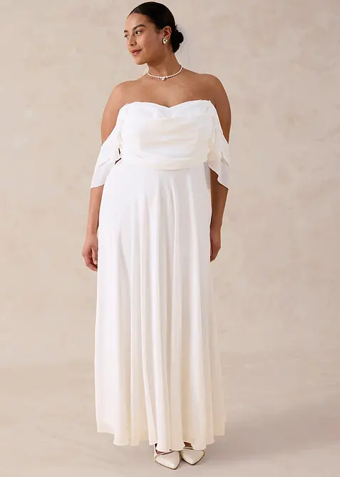 Abito da sposa in fine chifon con drappeggio, bonprix