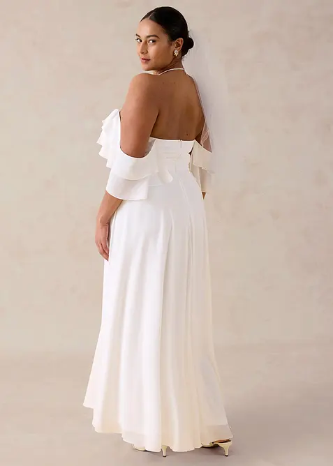 Abito da sposa in fine chifon con drappeggio, bonprix