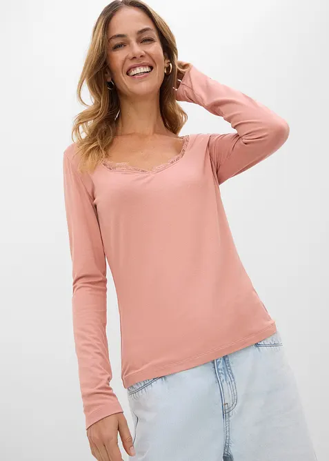 Maglia a maniche lunghe in misto viscosa morbido, bonprix