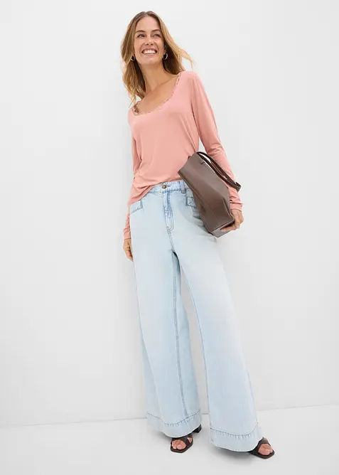 Maglia a maniche lunghe in misto viscosa morbido, bonprix