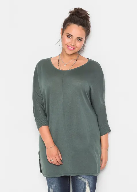 Maglione in filato fine con maniche a 3/4, bonprix
