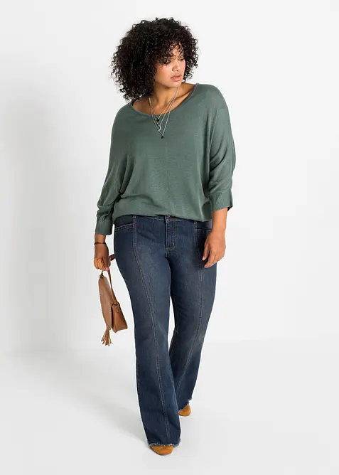 Maglione in filato fine con maniche a 3/4, bonprix