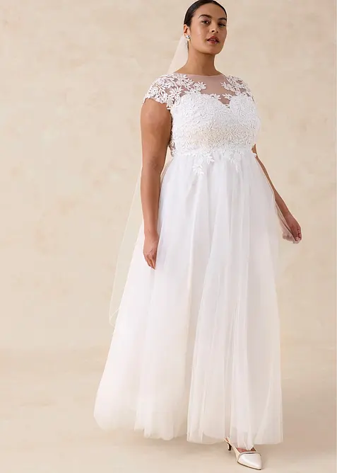 Abito da sposa in delicato tulle con pizzo, bonprix