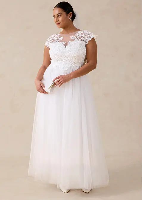 Abito da sposa in delicato tulle con pizzo, bonprix