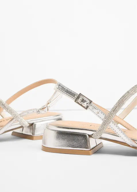 Sandali con cinturini e strass, bonprix