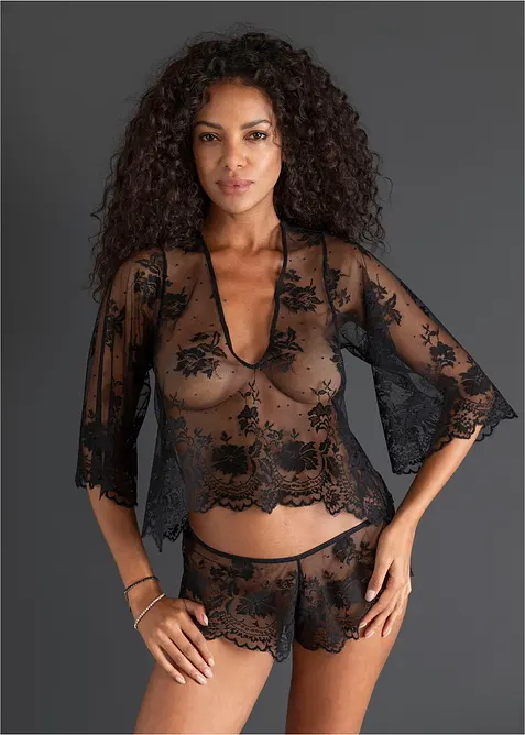 Top a maniche lunghe e panty (set 2 pezzi), bonprix