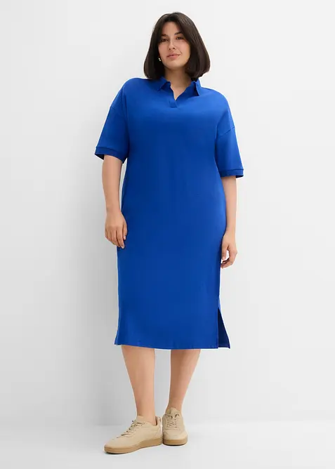 Abito midi in puro cotone biologico con colletto polo, bonprix