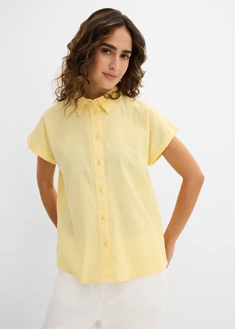 Camicetta di cotone con ricami traforati, bonprix