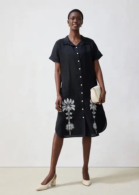 Caftano in puro lino con ricami, bonprix