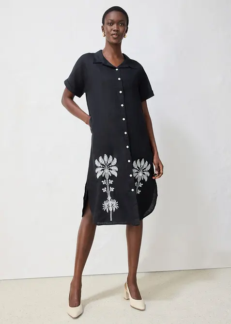 Caftano in puro lino con ricami, bonprix