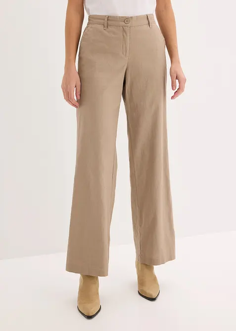 Pantaloni in tessuto misto lino e cotone, bonprix