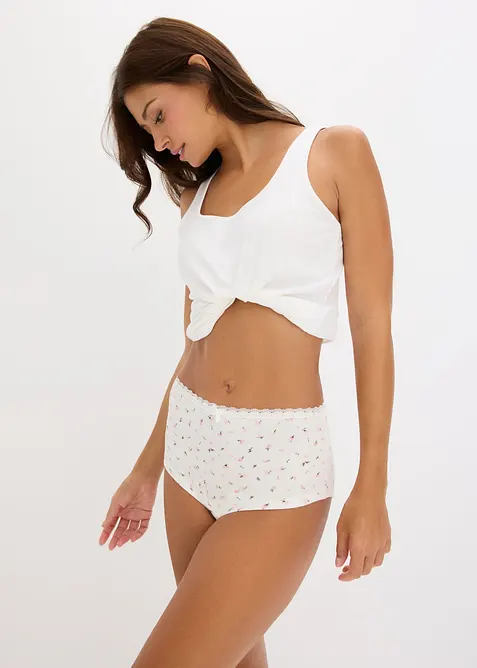 Culotte a vita alta in morbido cotone a costine (pacco da 4), bonprix