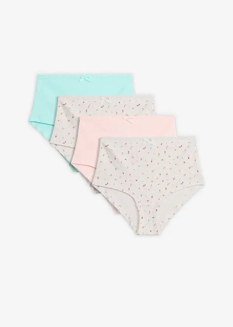 Culotte a vita alta in morbido cotone a costine (pacco da 4), bonprix