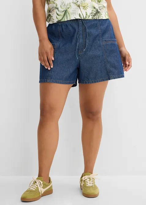 Shorts in jeans con comodo elastico, vita alta, bonprix