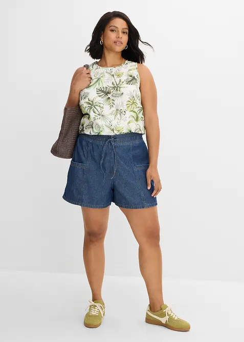 Shorts in jeans con comodo elastico, vita alta, bonprix