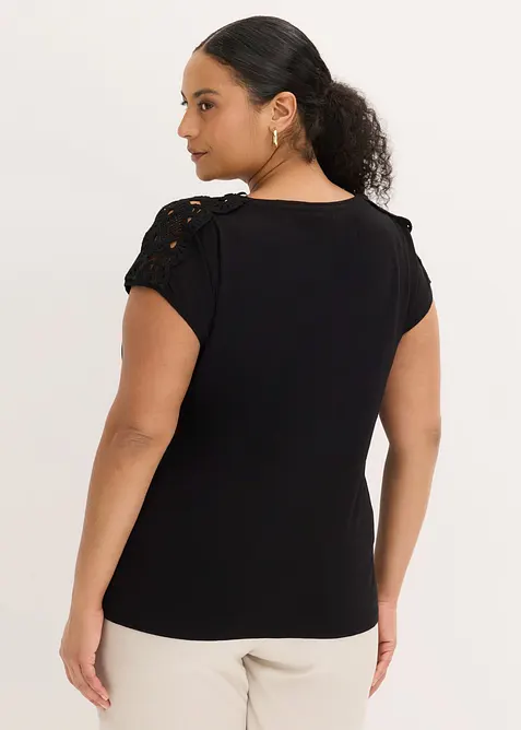 Maglia con inserti effetto uncinetto, bonprix