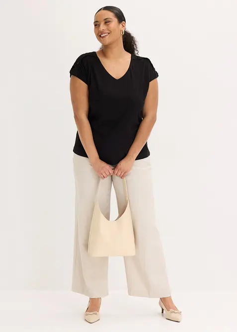 Maglia con inserti effetto uncinetto, bonprix