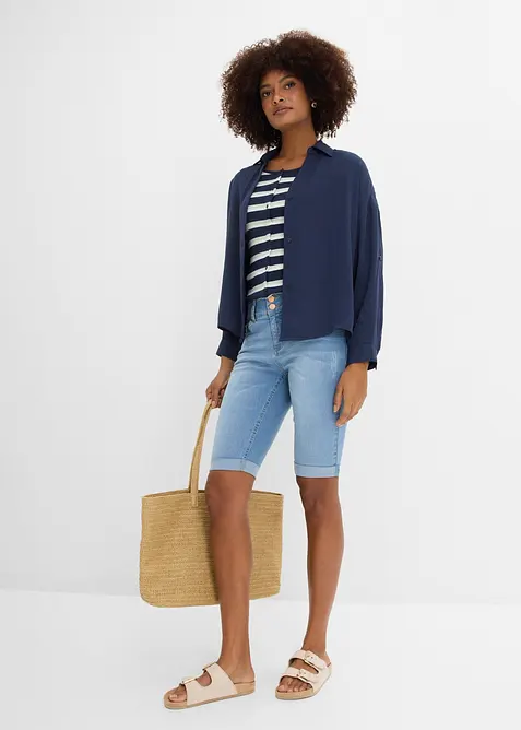 Bermuda in jeans, vita media, bonprix