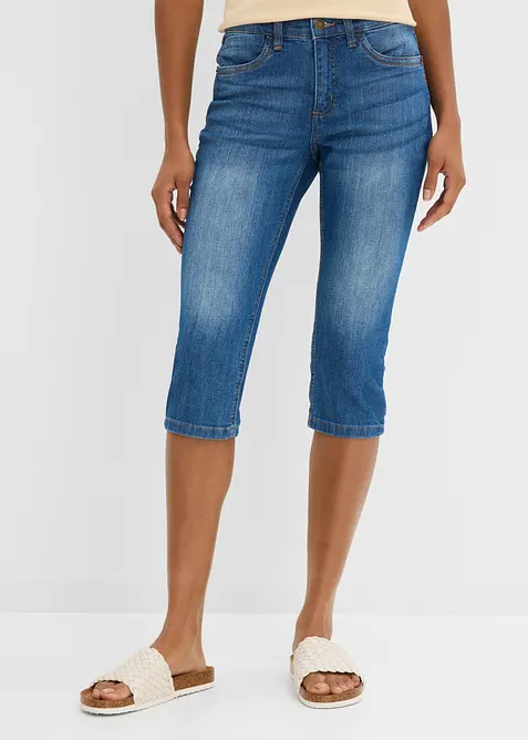 Jeans capri slim, vita media, bonprix