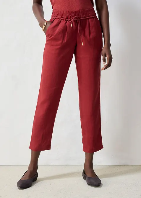 Pantaloni in puro lino con elastico in vita, bonprix