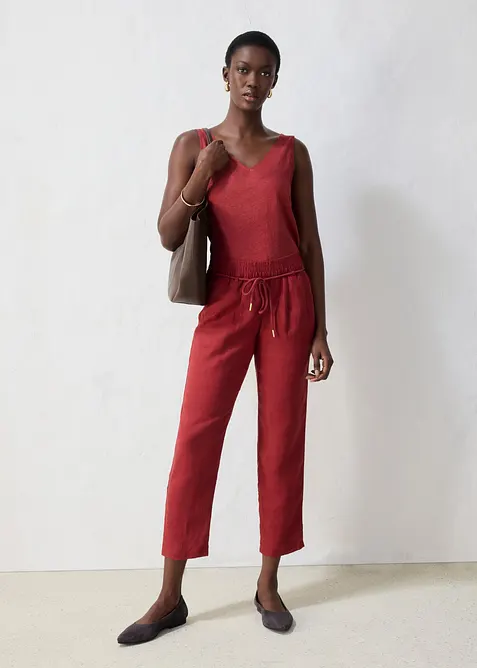 Pantaloni in puro lino con elastico in vita, bonprix