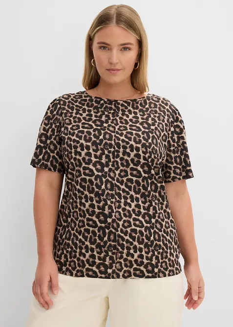 T-shirt con stampa leopardata, bonprix