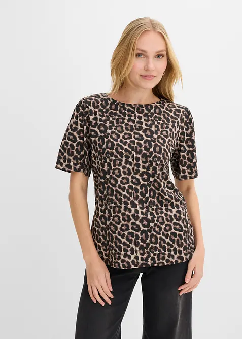 T-shirt con stampa leopardata, bonprix