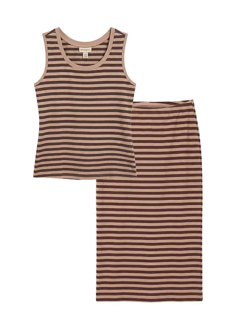 Top e gonna in misto cotone elasticizzato (set 2 pezzi), bonprix