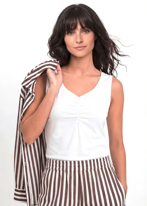 Top in misto cotone biologico elasticizzato (pacco da 2), bonprix