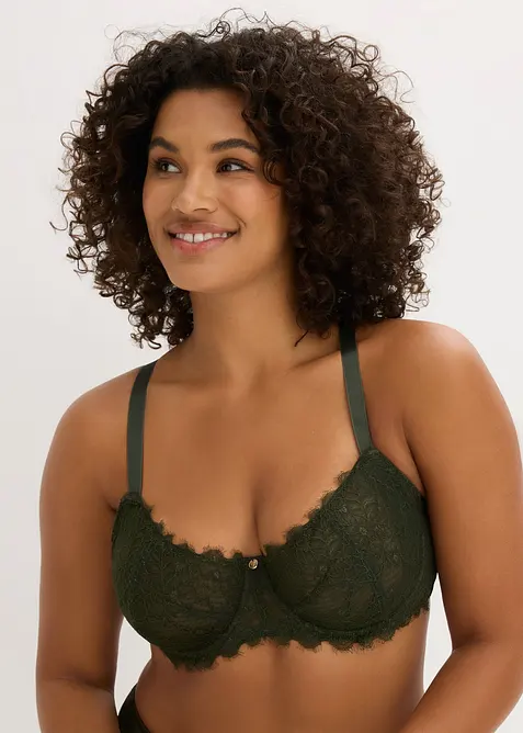 Reggiseno con ferretto, imbottitura laterale e pizzo delicato, bonprix
