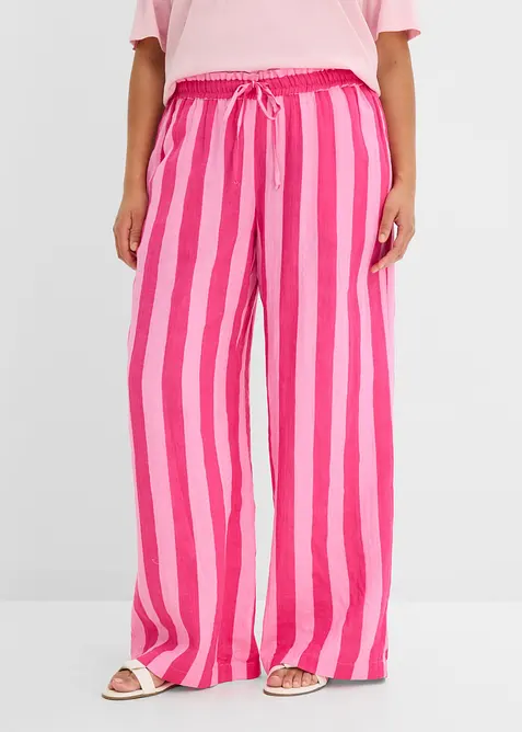 Pantaloni con elastico in vita in mussola leggera, bonprix