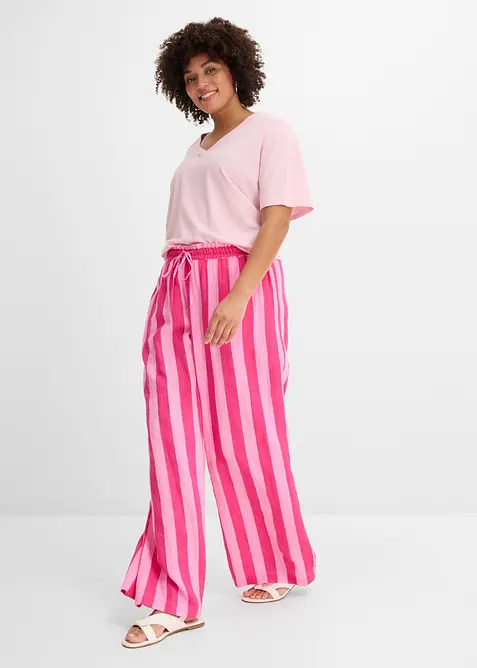 Pantaloni con elastico in vita in mussola leggera, bonprix