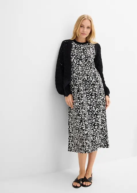 Abito di jersey svasato in cotone pesante, bonprix