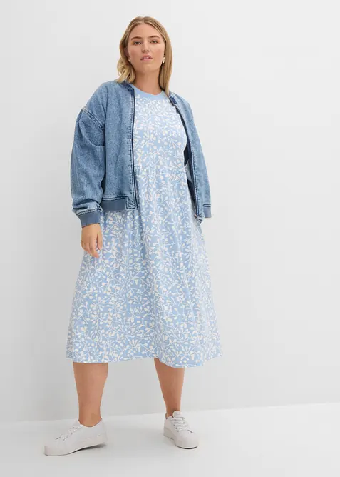 Abito di jersey svasato in cotone pesante, bonprix