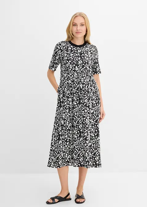 Abito di jersey svasato in cotone pesante, bonprix