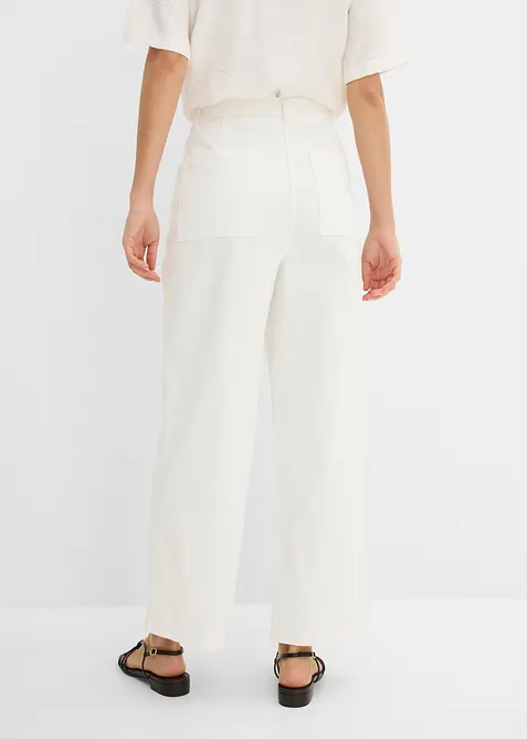 Pantaloni in twill con pizzo sangallo, bonprix
