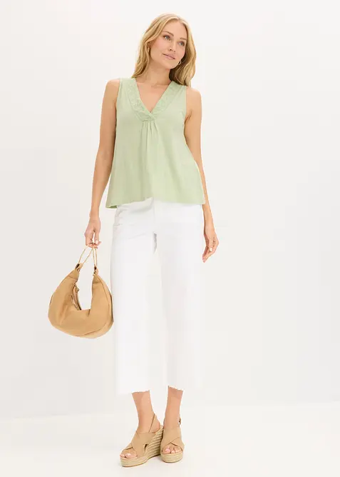 Top in puro cotone con ricamo, bonprix