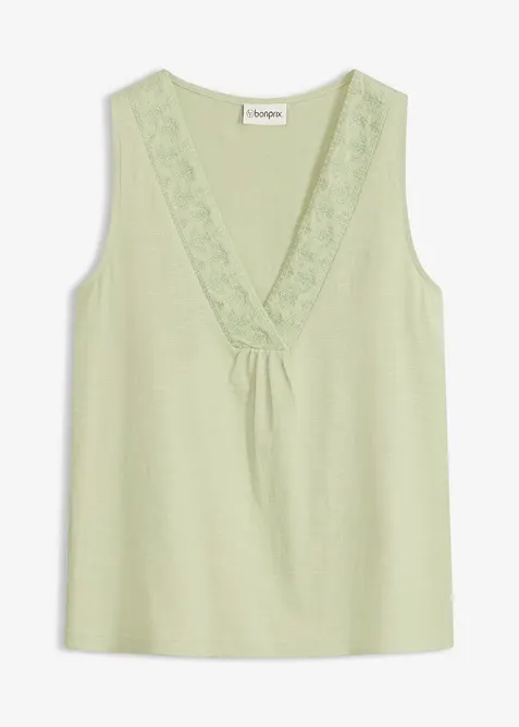 Top in puro cotone con ricamo, bonprix