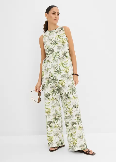 Pantaloni in misto lino fantasia, bonprix