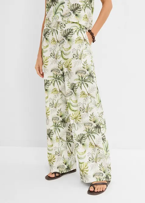 Pantaloni in misto lino fantasia, bonprix