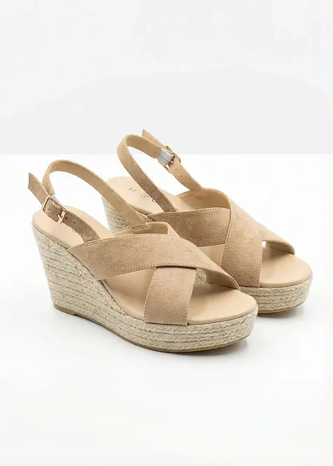 Sandali con zeppa effetto rafia, bonprix
