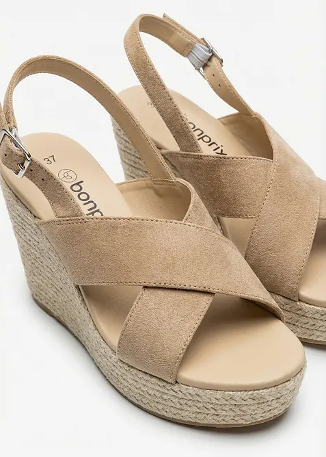Sandali con zeppa effetto rafia, bonprix