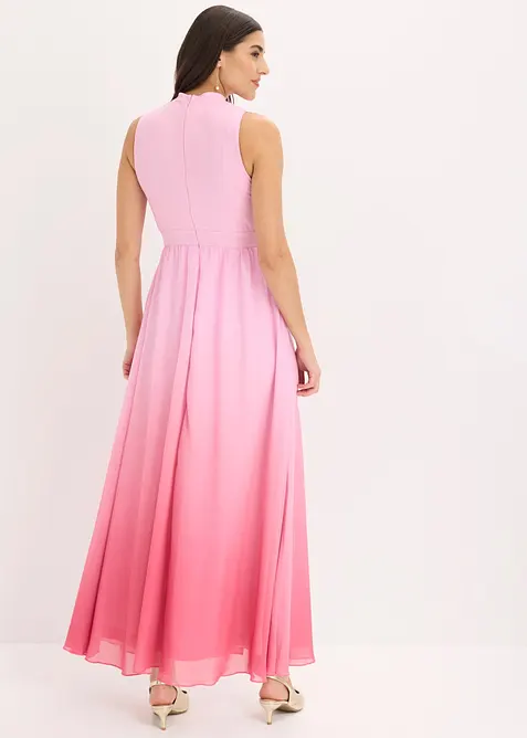 Abito di chiffon con colletto e accessorio in vita, bonprix