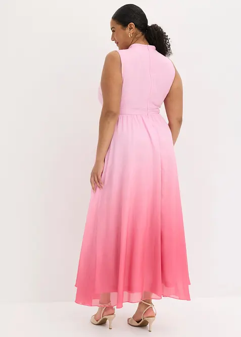 Abito di chiffon con colletto e accessorio in vita, bonprix