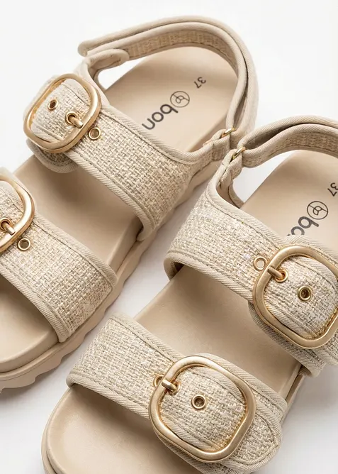 Sandali effetto boucl&eacute; con plateau, bonprix
