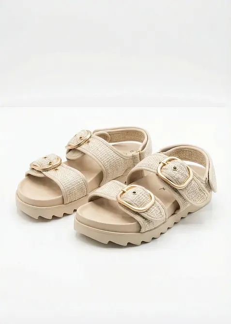 Sandali effetto boucl&eacute; con plateau, bonprix