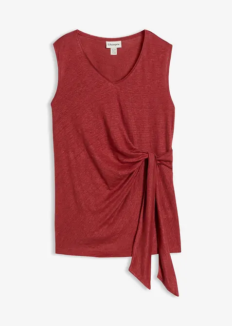 Maglia effetto incrociato in puro lino, bonprix