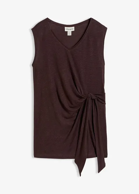 Maglia effetto incrociato in puro lino, bonprix