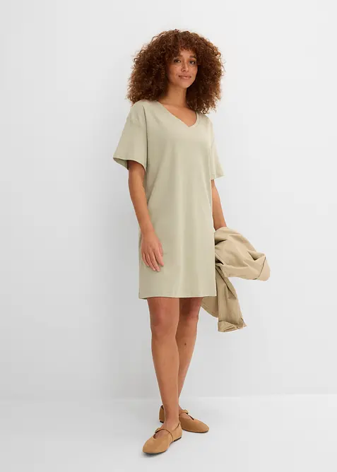 Abito t-shirt oversize con scollatura a V (pacco da 2), bonprix