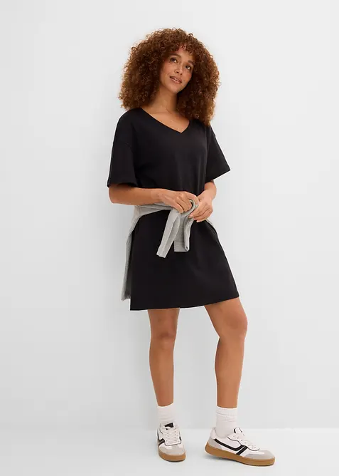 Abito t-shirt oversize con scollatura a V (pacco da 2), bonprix
